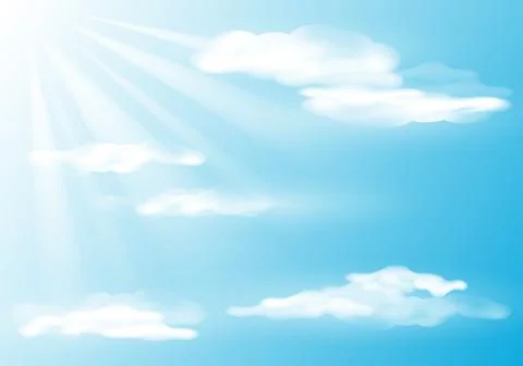 Bright sky with clouds and sun rays. Nature background. イラスト素材