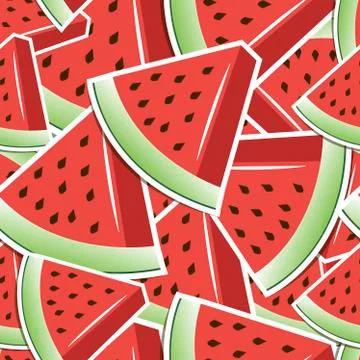 Bright slices of watermelon pattern Stock Illustration