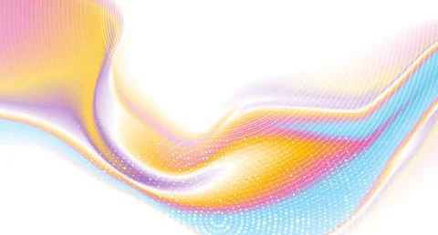 Bright smooth liquid waves and halftone dots abstract geometry background Stock Illustration