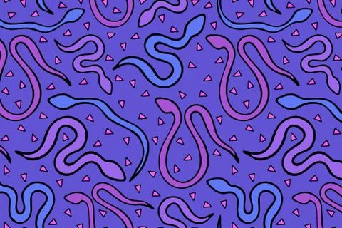 Bright snake vector seamless pattern. 스톡 일러스트