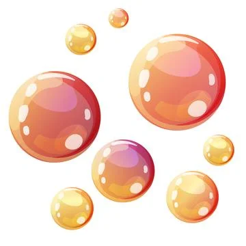 Bright soap bubbles set with rainbow reflection Stock Illustration