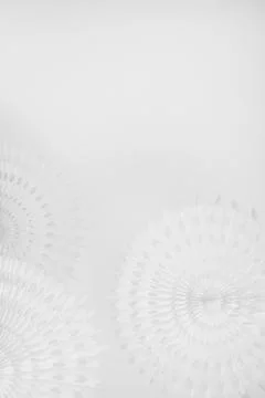 Bright soft light white abstract background with circle ribbed carved decorat Stock Photos