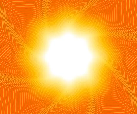 Bright solar flash of light on a beautiful orange background geometric figure Stock Illustration