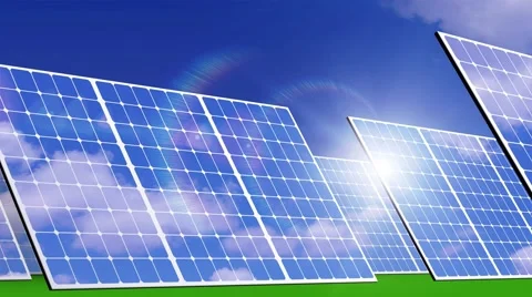 Bright solar panels in the nature Stock Footage 40385849