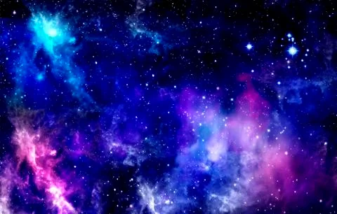 Bright space background for design, outer space nebula and stars Stock Illustration