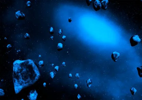 Bright space flight in space, blu veil, purple haze Stock-Illustration