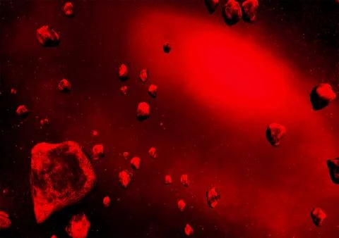 Bright space flight in space, red veil, purple haze Stock Illustration