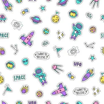 Bright space objects background. Stock Illustration
