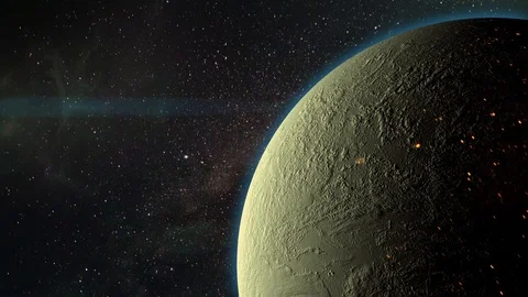 Bright space star appears from behind a mysterious planet Stock Footage 101022481