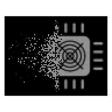 Bright Sparkle Dot Halftone ASIC Processor Icon Stock Illustration