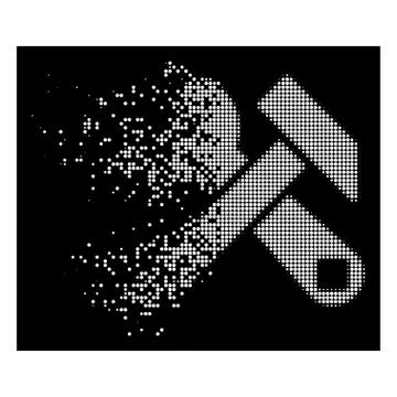 Bright Sparkle Dotted Halftone Hammer And Wrench Icon Illustrazione stock