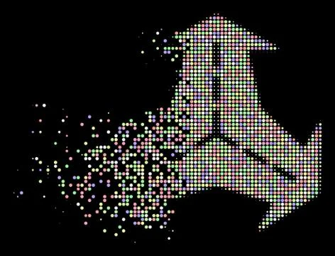 Bright Sparkle Dotted Halftone Intersection Directions Icon Illustrazione stock
