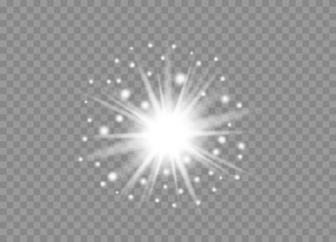 Bright Sparkle Effect with Glowing Particles and Transparent Background. Stock Illustration