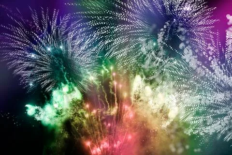 Bright sparkling multicolor fireworks Illustrazione stock