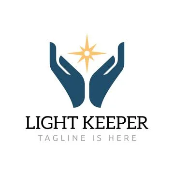 Bright Sparkling Sun Light Keeper Protection Hands Business Logo Template Stock Illustration