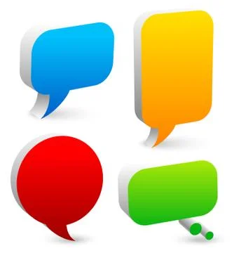 Bright speech and thought bubble set - 3d speech, talk bubbles Stock Illustration