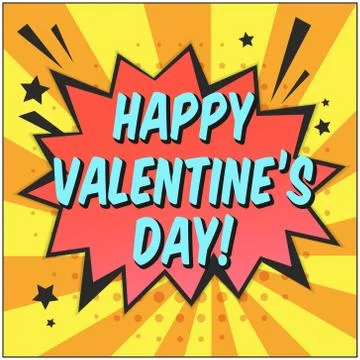 Bright speech bubble with HAPPY VALENTINES DAY Stock Illustration