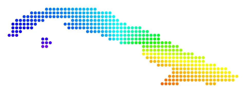Bright Sphere Dot Cuba Map Illustrazione stock