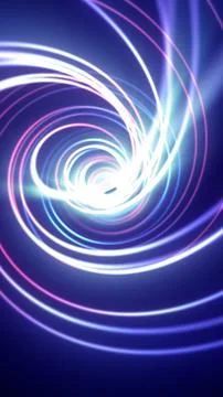 Bright spiral light vortex with glowing blue, pink, and white trails, creat.. Stock Illustration
