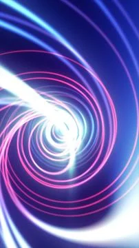 Bright spiral light vortex with glowing blue, pink, and white trails, creat.. Stock Illustration