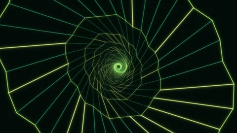Bright spiral lines create a tunnel effect in dark background Stock Footage 336995183