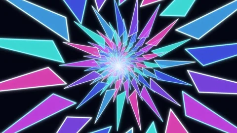 Bright spiral pattern with sharp angles and colors Stock Footage 337232509