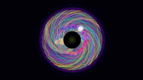 Bright spiral patterns create dynamic visuals on dark Stock Footage 336995621