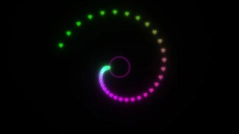 Bright spiraling shapes create a colorful display on a Video stock 338317485