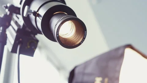 Bright spotlight illuminates small area for shooting Stock Footage 236708340