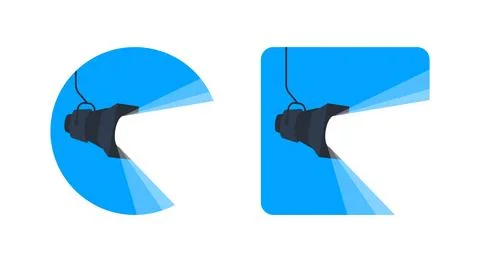 Bright spotlight shining on empty stage against blue background, drawing Stock-Illustration