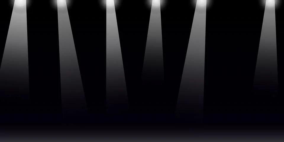 Bright spotlights shining down on a dark empty stage Stock Illustration