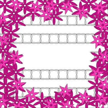 Bright spring background image of violet flowers and openwork me Stock Illustration