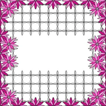 Bright spring background image of violet flowers and openwork me Stock Illustration