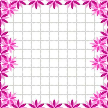 Bright spring background image of violet flowers and openwork me Stock Illustration