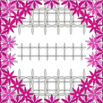 Bright spring background image of violet flowers and openwork me Illustrazione stock