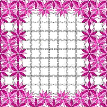 Bright spring background image of violet flowers and openwork me Stock Illustration
