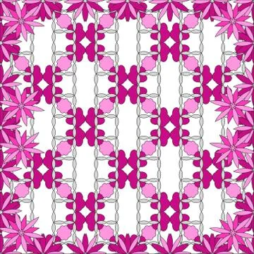 Bright spring background image of violet flowers and openwork me Stock Illustration