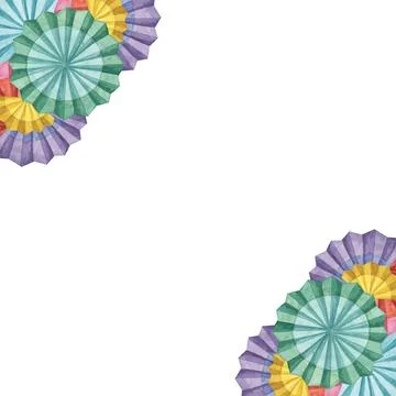 Bright square frames with fiesta flowers template Stock Illustration