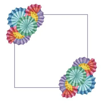 Bright square frames with fiesta flowers template 스톡 일러스트