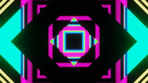Bright Squares Neon Pattern VJ Loop Video stock 288020138
