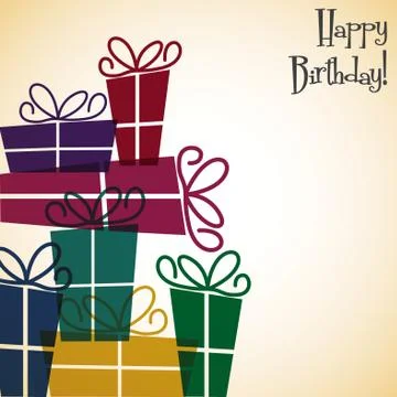Bright stack of presents card in vector format. Stockillustratie