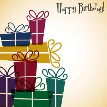 Bright stack of presents card in vector format. Stockillustratie