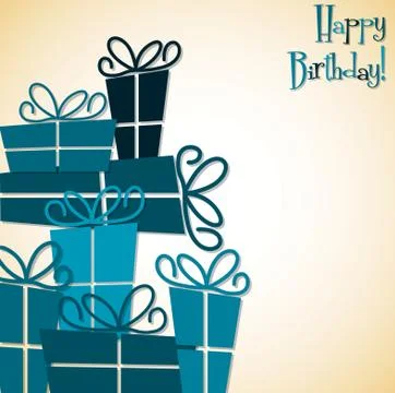 Bright stack of presents card in vector format. Stockillustratie