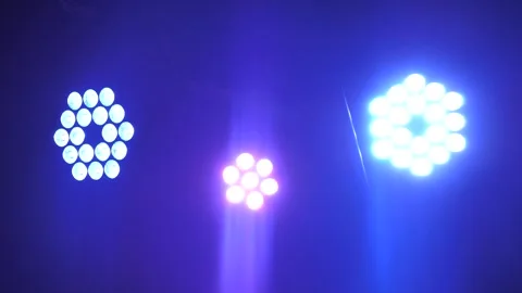 Bright stage lighting in blur, light show at the banquet, concert Stock Footage 301405508