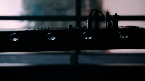 Bright stage lighting in blur, light show at the banquet, concert. Lighting equi Video stock 305694944