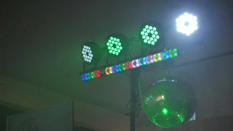 Bright stage lighting, light show at banquet, concert. Stock Footage 294641019