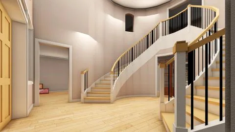 Bright staircase in the modern office 3d rendering Stock Illustration