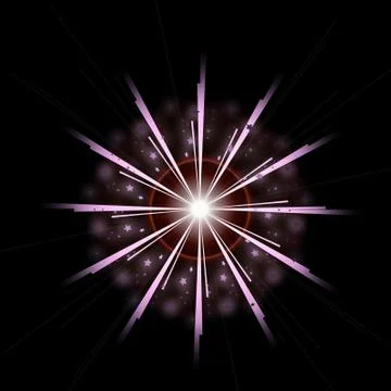 Bright Star Burst Light Effect with Glittering, Glowing Sparkles - Nebula Flare Stock Illustration