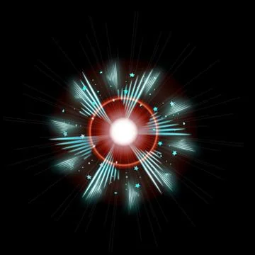 Bright Star Burst Light Effect with Glittering, Glowing Sparkles - Nebula Flare Stock Illustration