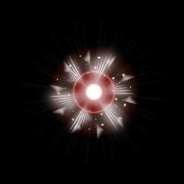 Bright Star Burst Light Effect with Glittering, Glowing Sparkles - Nebula Flare Stock Illustration